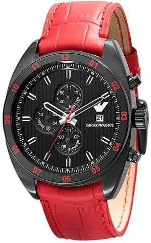 Emporio Armani AR5918 Sportivo Red Leather Men's Watch New