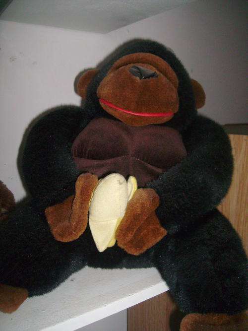 Big Black & Brown Monkey Holding Banana!!
