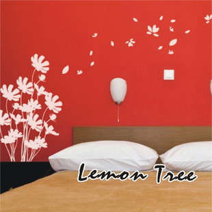 Beautiful  Home decor wall stickers pvc - flower fluttering- - cheap and convenient