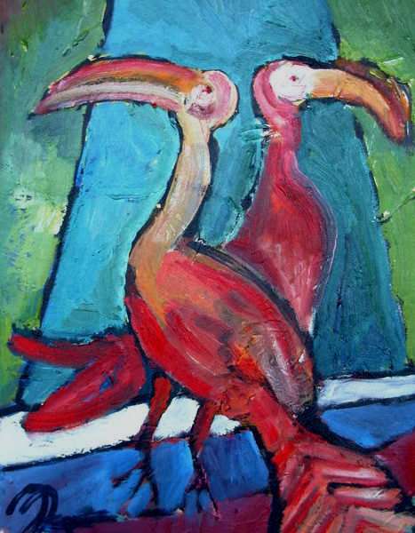 Lovebirds - An Original Oil Painting on Canvas by Andre Loch Fourie