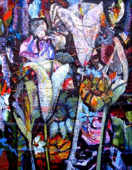 STREAM OF FLOWERS - AN ORIGINAL PAINTING BY OVERBERG ARTIST CELESTE FOURIE-WIID