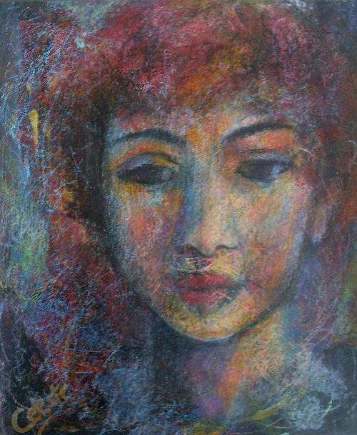 ROSALIE - AN ORIGINAL PAINTING BY OVERBERG ARTIST CELESTE FOURIE-WIID - OIL PASTEL AND ACRYLIC