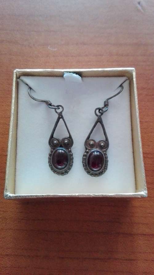 Vintage Silver Earrings with Stone Setting