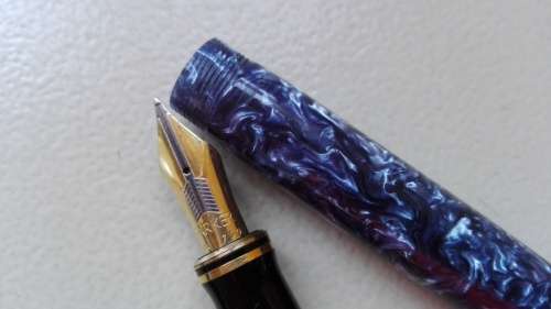 Vintage Parker Duofold Fountain Pen, Blue Marble