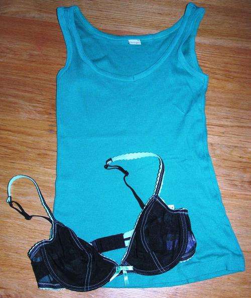 Green Tee [S] + Bra Combo [32B]