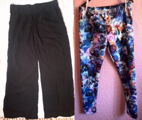 Black Pull-Up Pants + Leggings [Both NEVER WORN]