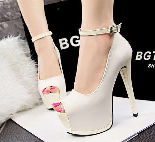 484s101 Sexy high-heeled candy color pump, size SA 2-6, white