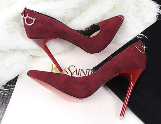 484s104 European style stilletto sharp head pumps, size SA 2.5-6, wine red