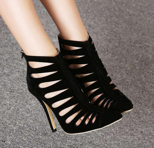 483s219 Romantic hollow sandals, closed head, high heel, size 35-40, black