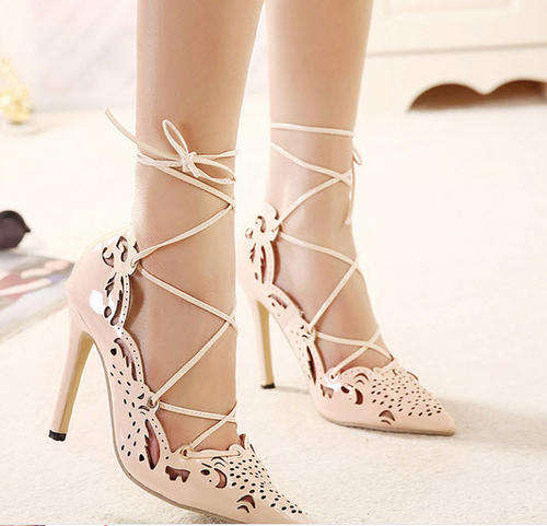 423S230 Romantic high-heeled sandals, size 35-40, apricot