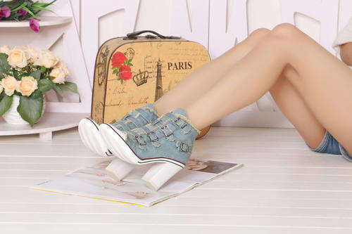 482s218 Sexy hot tide Matin high-heeled Jean boot, size 34-41, light  blue