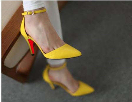 532s048 Extra small, size 33 elegant pointed high heeled pump, size 33-41,  yellow