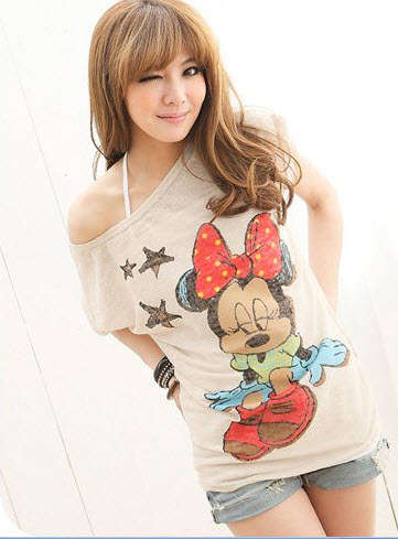 FS0080 Kakie Cotton & Slub Tee with Big Micky Mouse printed,