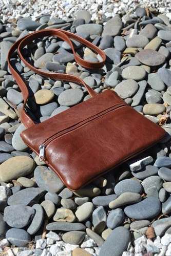 'Sling Bag' - Genuine Leather Coffee Handbag- MADE IN S.A.