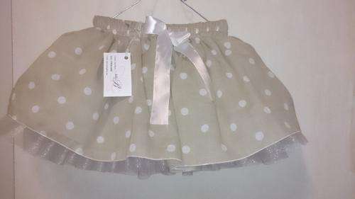 Girls Beige Polka dot Tule Skirt 1-2