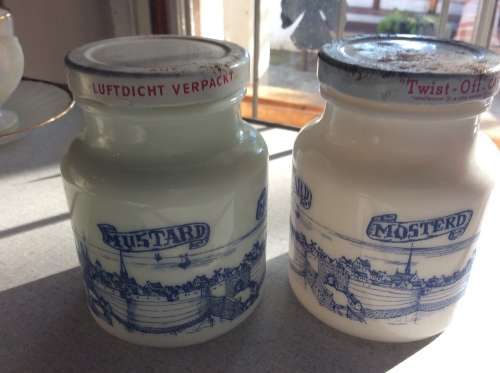 Vintage Milk Glass Mustard Pots Set of 2