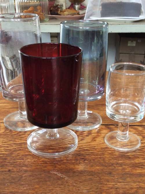 Set of 4 Vintage Coloured Glasses