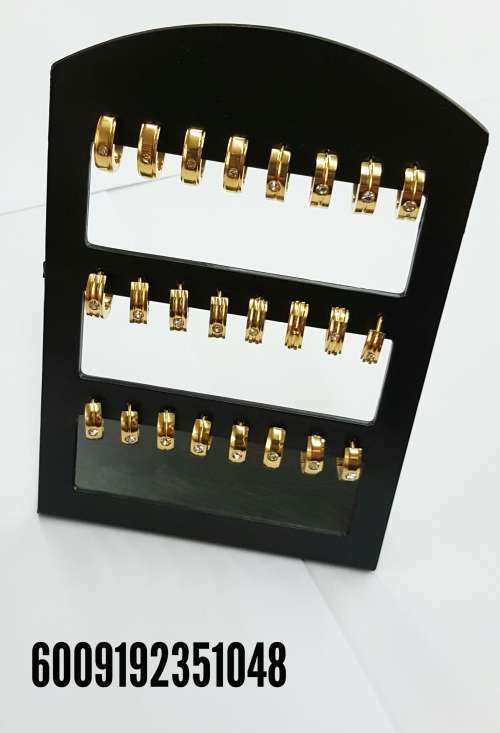 LOCAL STOCK*EARRINGS-FULL GOLD STAINLESS STEAL WITH SMALL ZIRCONIA DIAMONDS-12 PAIRS BARGAIN