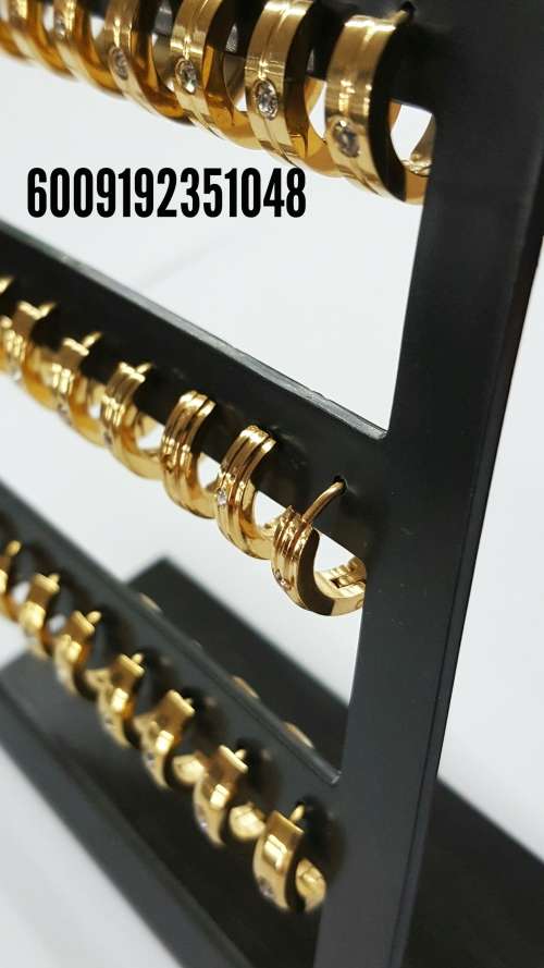 LOCAL STOCK*EARRINGS-FULL GOLD STAINLESS STEAL WITH SMALL ZIRCONIA DIAMONDS-12 PAIRS BARGAIN