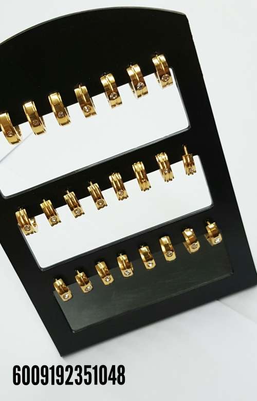 LOCAL STOCK*EARRINGS-FULL GOLD STAINLESS STEAL WITH SMALL ZIRCONIA DIAMONDS-12 PAIRS BARGAIN