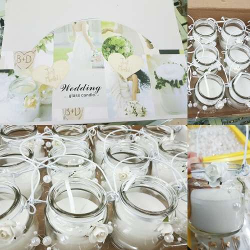 WEDDING GLASS CANDLES 12 CUP CANDLE BOX