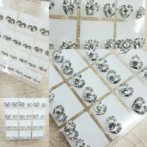 STUD EARRINGS-SPARKLING ZIRCON DIAMONDS*12 PAIRS*/15 DESIGNS TO CHOOSE FROM