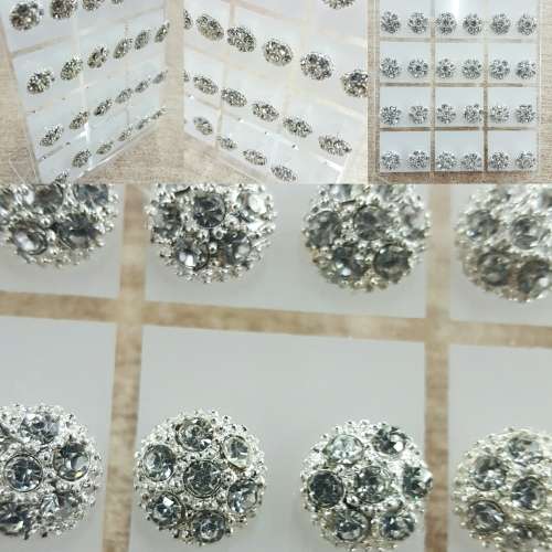 STUD EARRINGS-SPARKLING ZIRCON DIAMONDS*12 PAIRS*/15 DESIGNS TO CHOOSE FROM