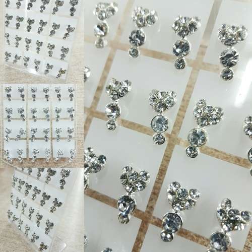 STUD EARRINGS-SPARKLING ZIRCON DIAMONDS*12 PAIRS*/15 DESIGNS TO CHOOSE FROM