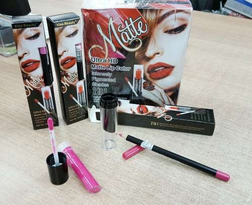KISS BEAUTY MAKEUP- ULTRA HD MATTE LIQUID LIPSTICK PLUS LIP LINER 2 IN 1/ 12PC BOX *WHOLESALE*