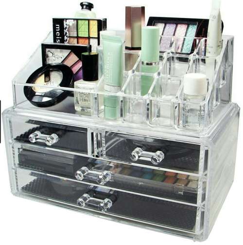 COSMETIC ORGANIZER/ 4 DRAWERS/ WITH ROUND MIRROR/ CHRISTMAS GIFT
