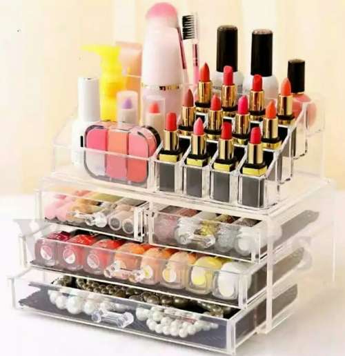 COSMETIC ORGANIZER/ 4 DRAWERS/ WITH ROUND MIRROR/ CHRISTMAS GIFT