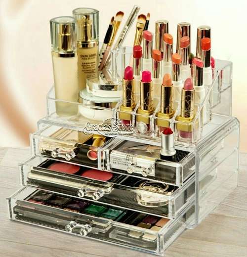 COSMETIC ORGANIZER/ 4 DRAWERS/ WITH ROUND MIRROR/ CHRISTMAS GIFT