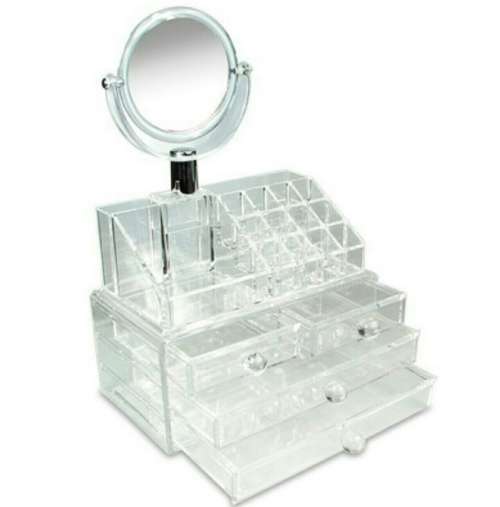 COSMETIC ORGANIZER/ 4 DRAWERS/ WITH ROUND MIRROR/ CHRISTMAS GIFT