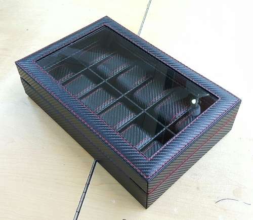 BLACK CARBON 12 SLOT WATCH BOX