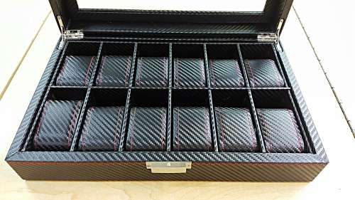 BLACK CARBON 12 SLOT WATCH BOX