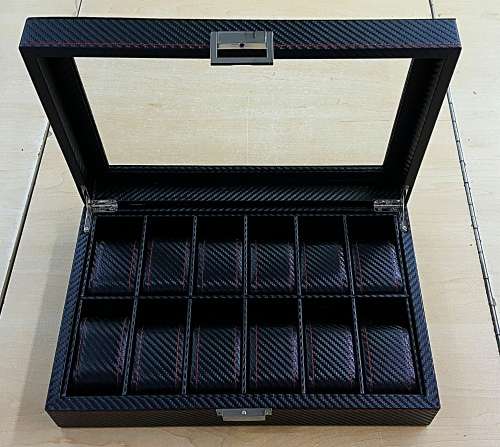BLACK CARBON 12 SLOT WATCH BOX