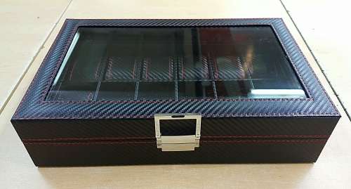 BLACK CARBON 12 SLOT WATCH BOX