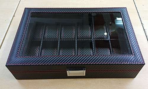 BLACK CARBON 12 SLOT WATCH BOX