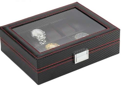 WATCH BOX / DISPLAY / CASE / STORAGE *10 SLOT/ BLOCK/ DIVISION* BARGAIN BLACK
