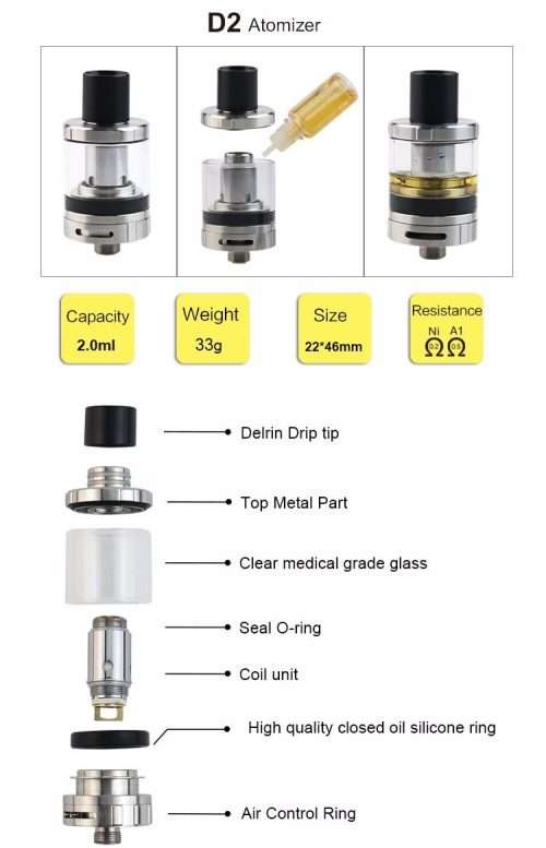 ELECTRONIC VAPE / COMPLETE VAPING SYSTEM / SMOKING DEVICE / V2 60W / 2000MAH