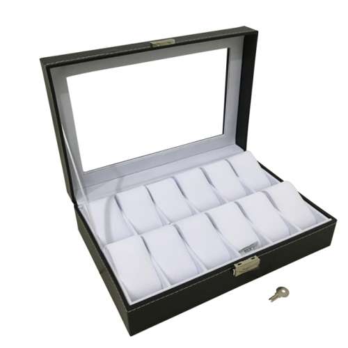 WATCH BOX / DISPLAY / CASE / STORAGE *12 SLOT/ BLOCK/ DIVISION* BARGAIN BLACK