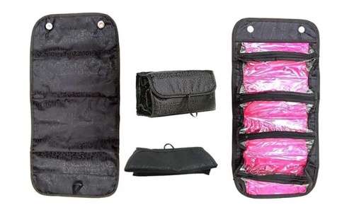4 COMPARTMENT "ROLL N' GO" COSMETIC/TOILETRY/JEWELRY BAG