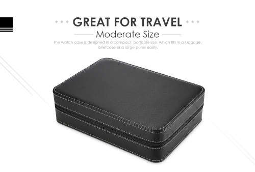 Watch Leather Case 12 Slots Zippered Watch Traveler's Box Black Watch Storage Case Organizer
