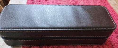 Watch Leather Case 6 Slots Zippered Watch Traveler's Box Black Watch Storage Case Organizer