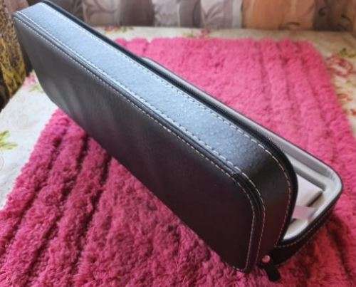 Watch Leather Case 6 Slots Zippered Watch Traveler's Box Black Watch Storage Case Organizer