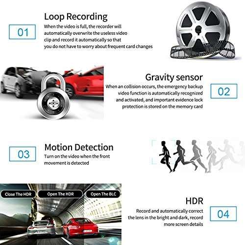 Dash Cam Three-way Video Recorder Rearview Camera G-sensor