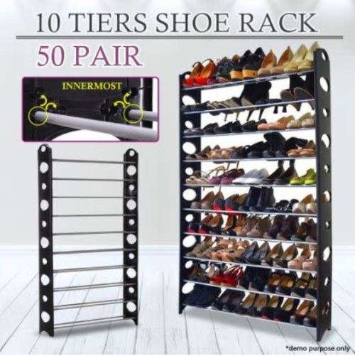 10 TIER 30 PAIR STACKABLE SHOE RACK