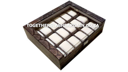 WATCH BOX 18 SLOT  BROWN SNAKE SKIN DESIGN