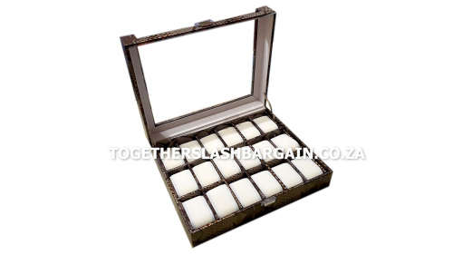 WATCH BOX 18 SLOT  BROWN SNAKE SKIN DESIGN