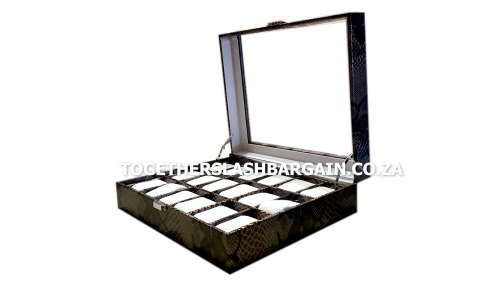 WATCH BOX 18 SLOT  BROWN SNAKE SKIN DESIGN